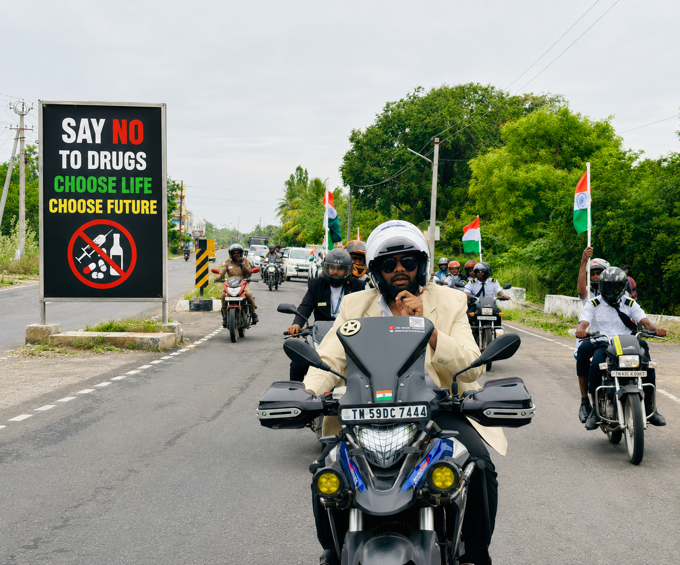Riders on a Say No To Drugs awareness bike rally