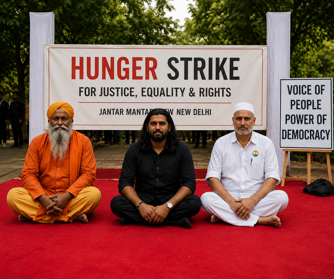 Peaceful hunger strike for justice, equality and rights at Jantar Mantar, New Delhi