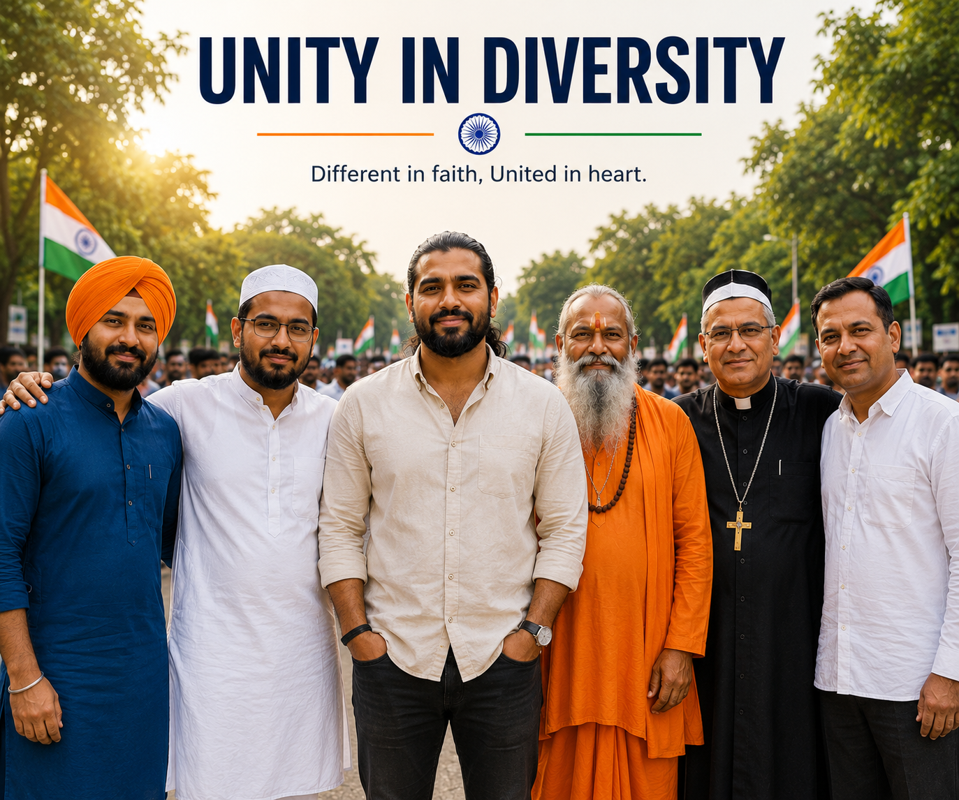 People of different faiths standing together for unity and harmony