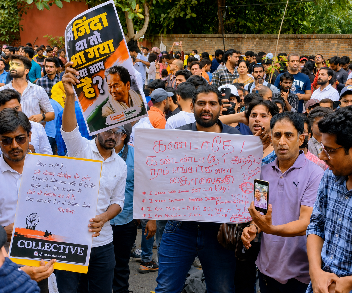 Peaceful demonstration with Tamil language placards in Delhi